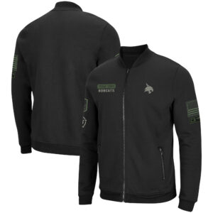 Men's Colosseum Black Texas State Bobcats OHT Military Appreciation High-Speed Bomber Full-Zip Jacket