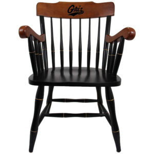 Black Montana Grizzlies Secondary Logo Captains Chair with Cherry Arms & Crown