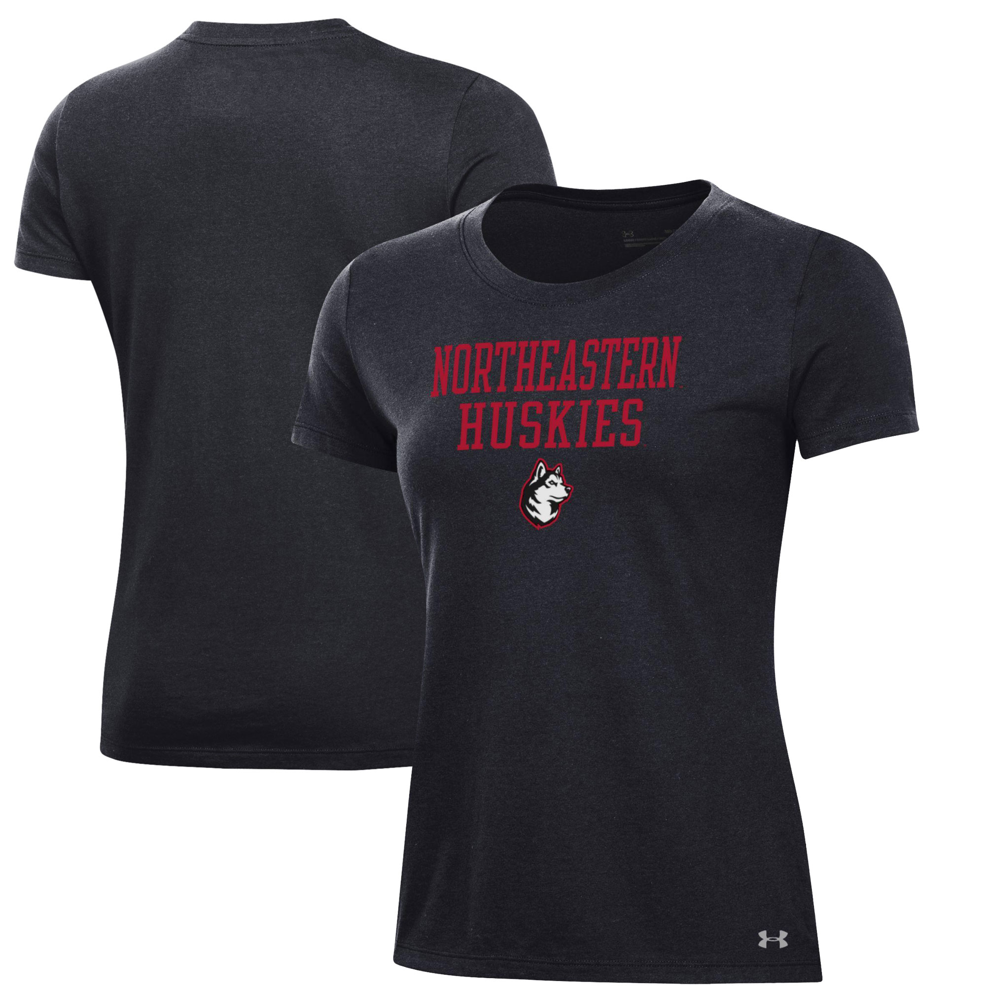 Women's Under Armour Black Northeastern Huskies Performance T-Shirt - Image 2