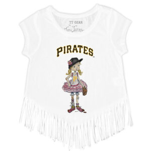 Girls Youth Tiny Turnip White Pittsburgh Pirates Babes Fringe T-Shirt