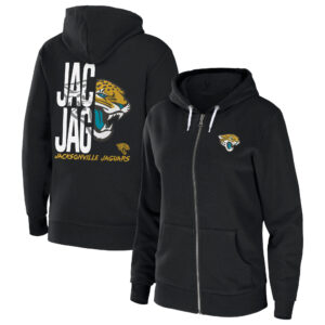 Women's WEAR by Erin Andrews Black Jacksonville Jaguars Sponge Fleece Full-Zip Hoodie