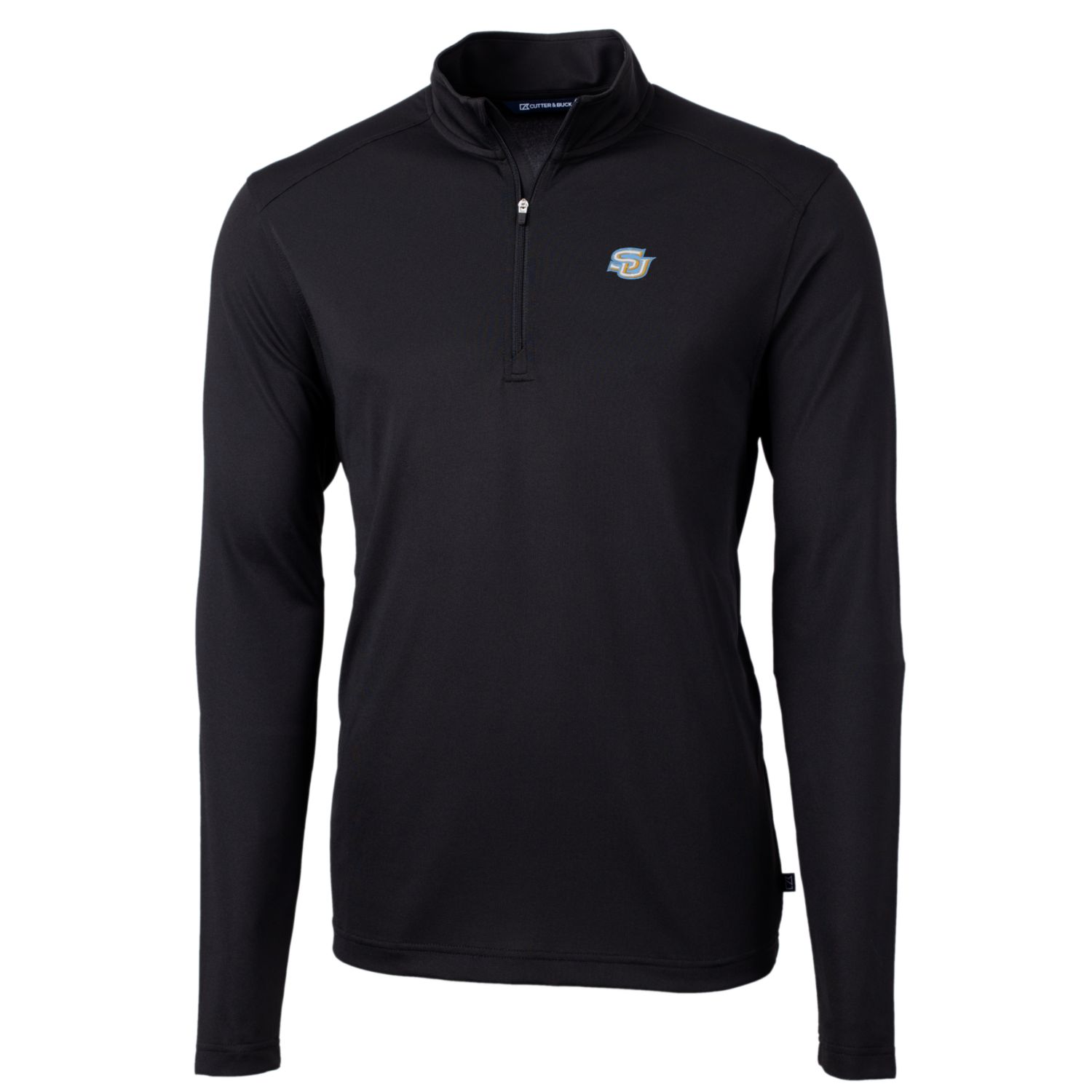 Men's Cutter & Buck Black Southern University Jaguars Big & Tall Virtue Eco Pique Recycled Quarter-Zip Pullover Top - Image 6