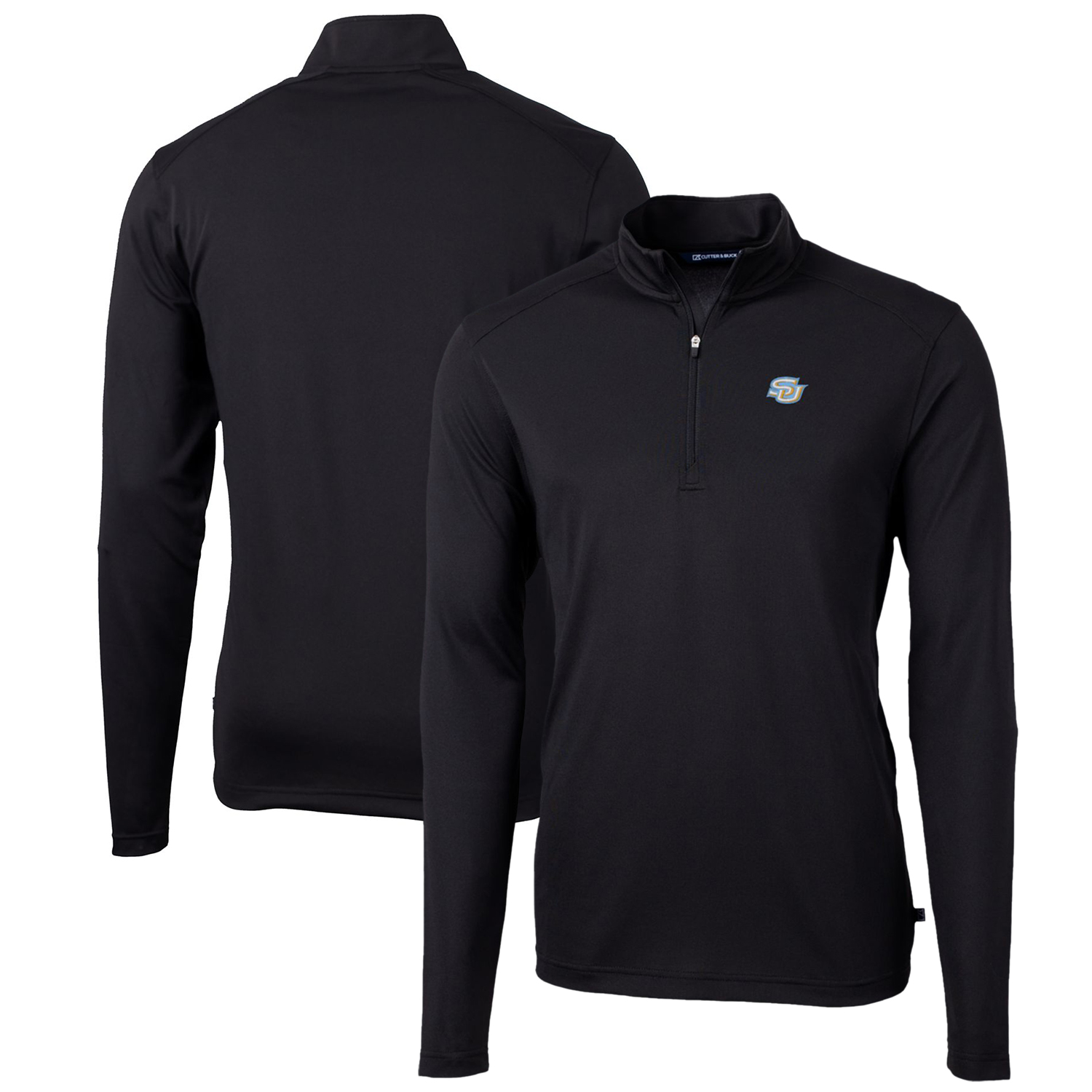 Men's Cutter & Buck Black Southern University Jaguars Big & Tall Virtue Eco Pique Recycled Quarter-Zip Pullover Top