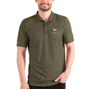 Men's Antigua Heathered Black/Gold Minnesota Vikings Esteem Polo