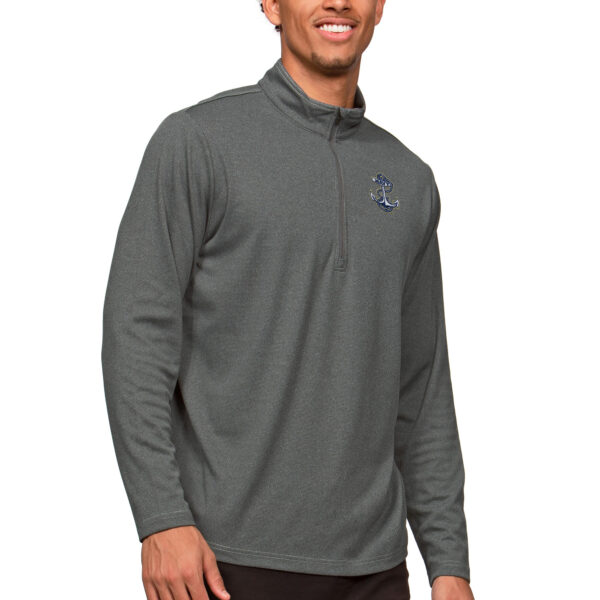 Men's Antigua Heather Charcoal Navy Midshipmen Epic Quarter-Zip Pullover Top