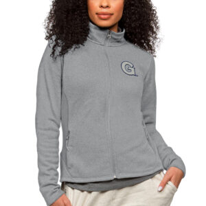 Women's Antigua Heather Gray Georgetown Hoyas Course Full-Zip Jacket