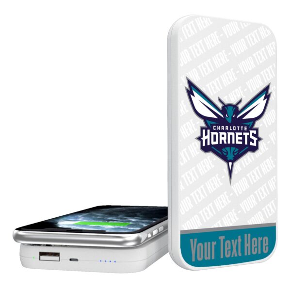 Charlotte Hornets Personalized 5000mAh Endzone Plus Design Wireless Magnetic Power Bank
