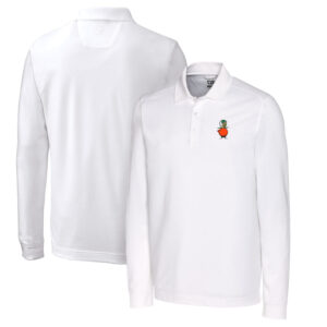 Men's Cutter & Buck White UCF Knights Vault Advantage Tri-Blend Pique Big & Tall Long Sleeve Polo