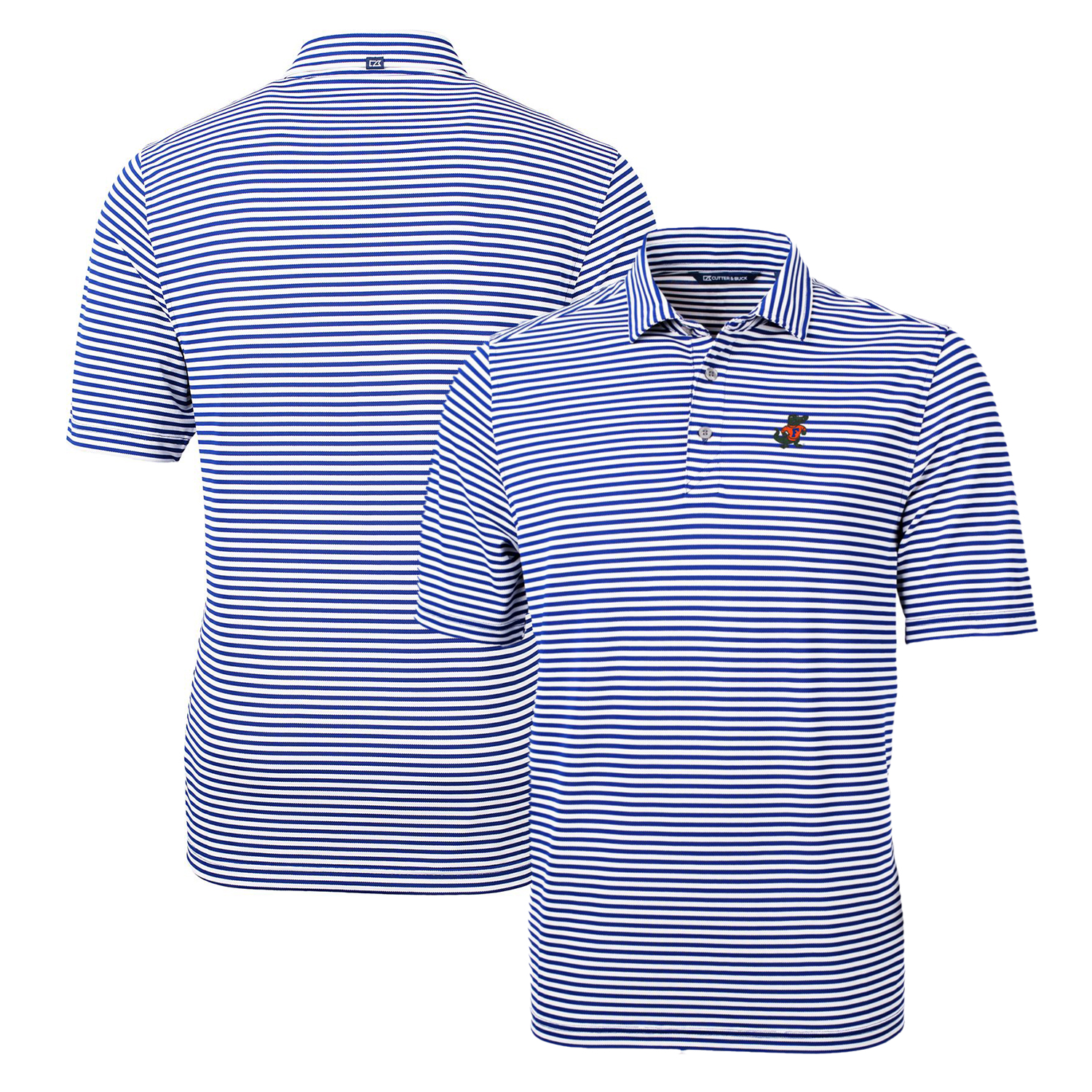 Men's Cutter & Buck Royal Florida Gators Throwback Logo Virtue Eco Pique Stripe Recycled Polo - Image 2