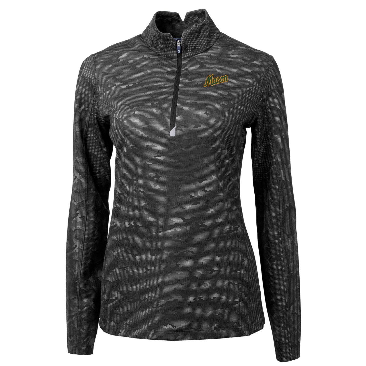 Women's Cutter & Buck Black George Mason Patriots Traverse Camo Print Stretch Quarter-Zip Pullover Top - Image 6