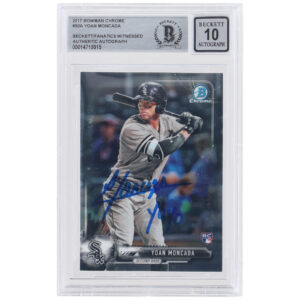 Yoan Moncada Chicago White Sox Autographed 2017 Bowman Chrome #50 Beckett Fanatics Witnessed Authenticated 10 Rookie Card with "YOYO" Inscription