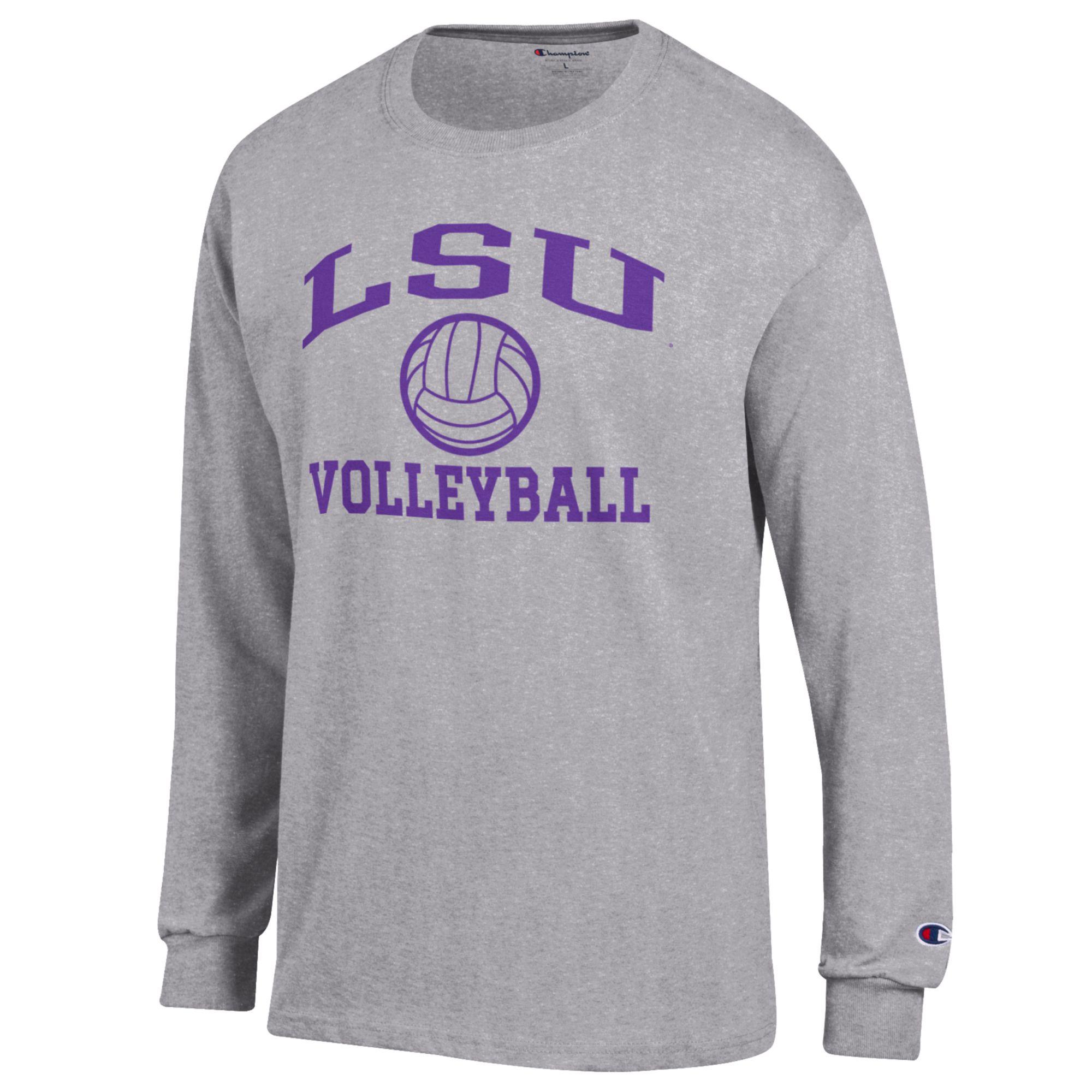 Men's Champion Heather Gray LSU Tigers Volleyball Icon Powerblend Long Sleeve T-Shirt - Image 3