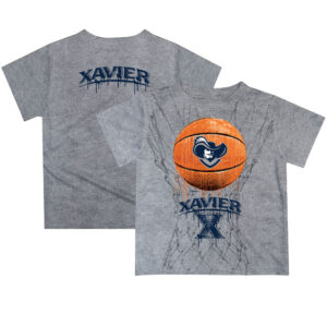 Toddler Heather Gray Xavier Musketeers Dripping Basketball T-Shirt