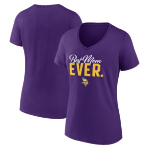 Women's Purple Minnesota Vikings Best Mom Ever V-Neck T-Shirt