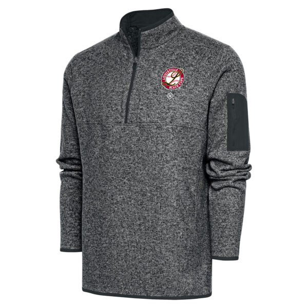 Men's Antigua Heather Charcoal Louisville Black Caps Fortune Quarter-Zip Pullover Jacket