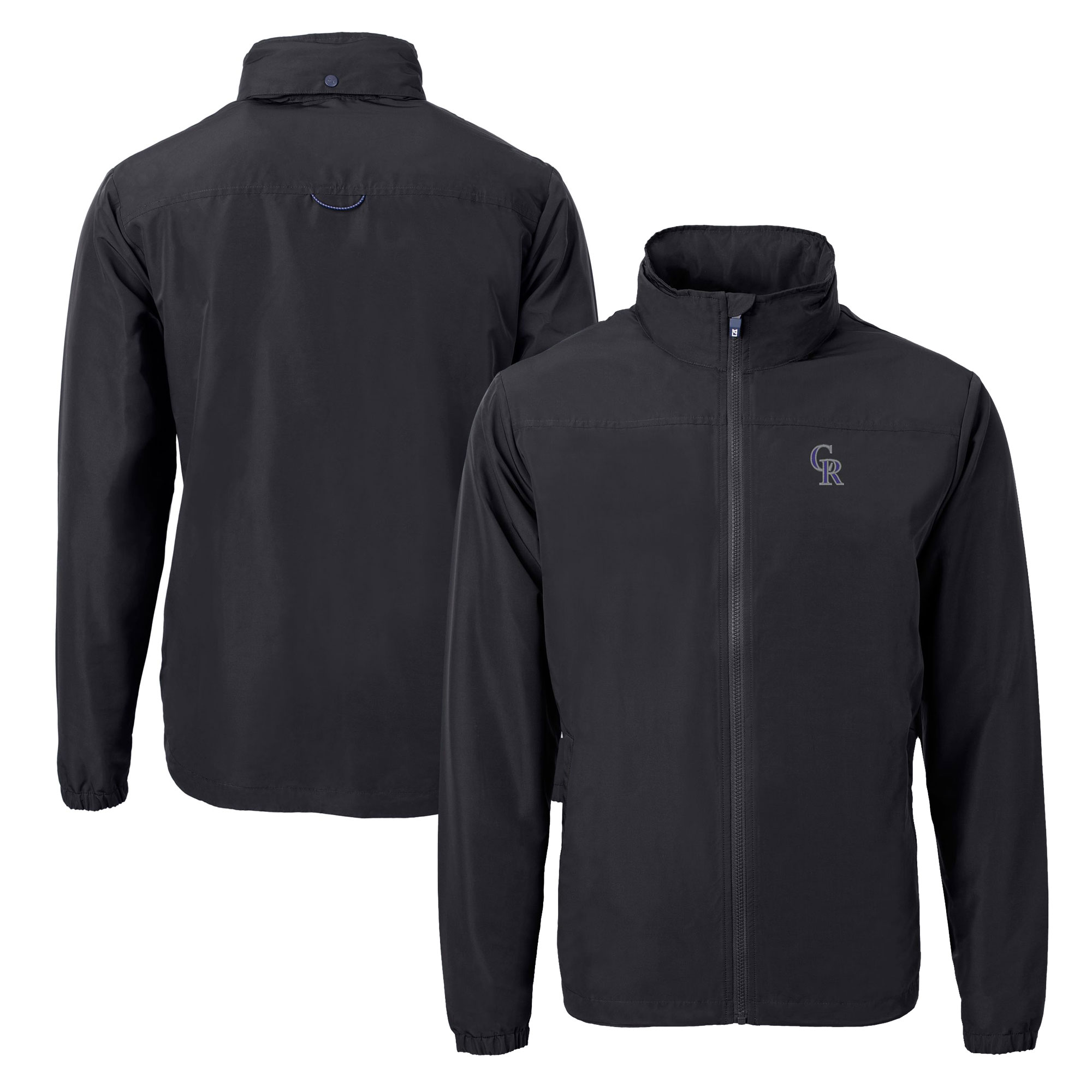 Men's Cutter & Buck Black Colorado Rockies Charter Eco Recycled Full-Zip Jacket