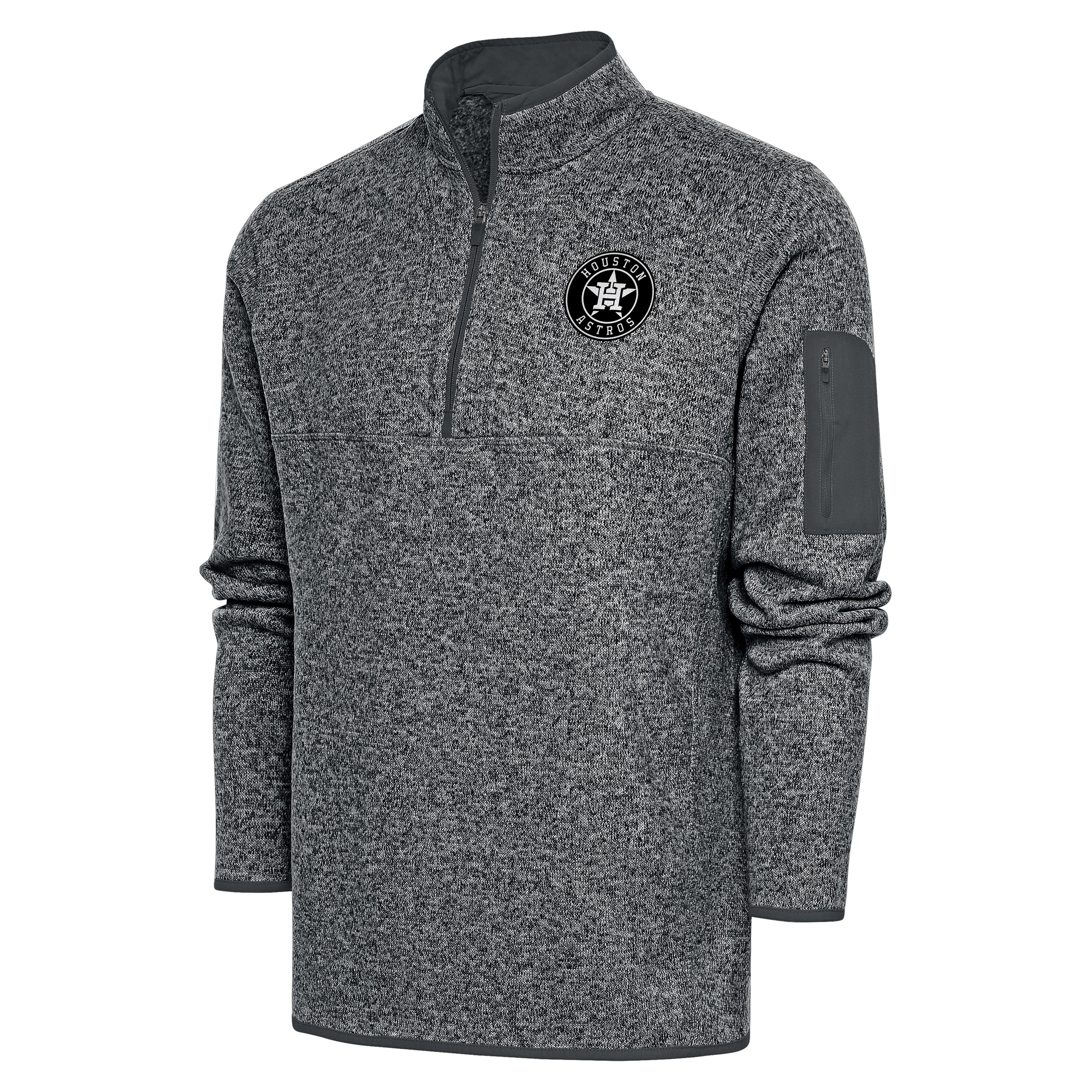 Men's Antigua Graphite Houston Astros Metallic Fortune Quarter-Zip Pullover Jacket