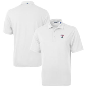 Men's Cutter & Buck  White Texas Rangers Virtue Eco Pique Recycled Polo