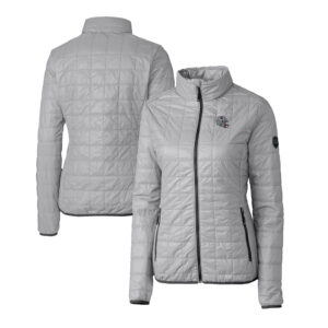 Women's Cutter & Buck  Gray New England Patriots Helmet Logo Rainier PrimaLoft Eco Insulated Full-Zip Puffer Jacket