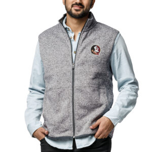 Men's League Collegiate Wear  Heather Gray Florida State Seminoles  Saranac Full-Zip Vest