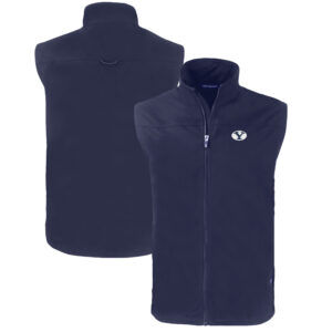 Men's Cutter & Buck  Navy BYU Cougars Big & Tall Charter Eco Full-Zip Vest