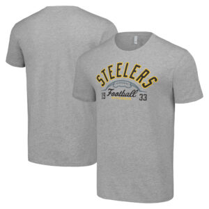 Men's Starter  Heather Gray Pittsburgh Steelers Half Ball Team T-Shirt