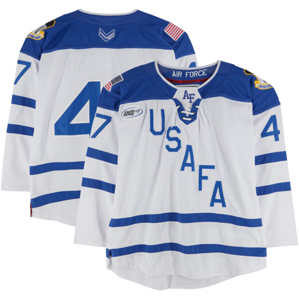 Air Force Falcons Team-Issued #47 White Jersey with Atlantic Hockey Patch from the Hockey Program - Image 5