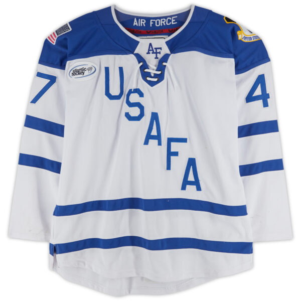 Air Force Falcons Team-Issued #47 White Jersey with Atlantic Hockey Patch from the Hockey Program - Image 6