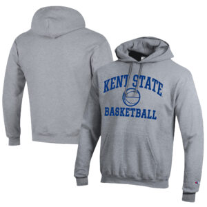 Men's Champion  Gray Kent State Golden Flashes Icon Logo Basketball Eco Powerblend Pullover Hoodie