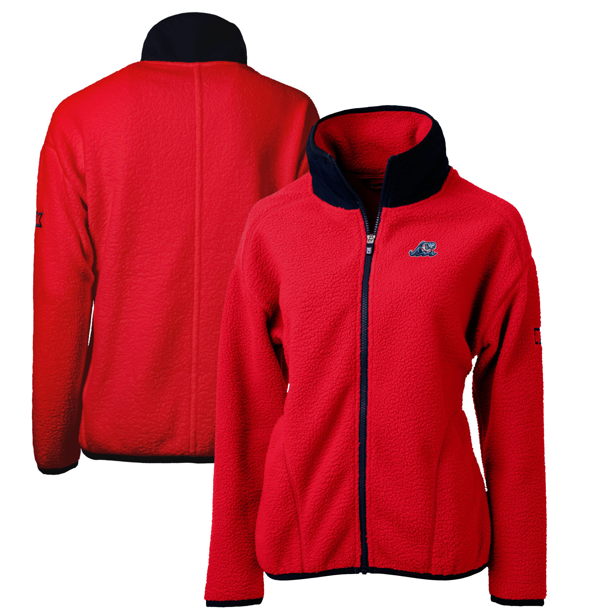 Women's Cutter & Buck Red West Michigan Whitecaps Cascade Eco Sherpa Full-Zip Fleece Jacket