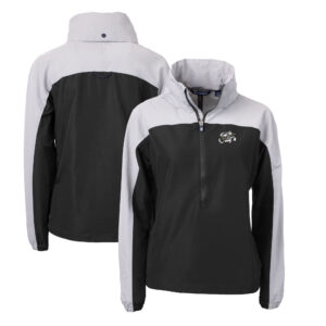 Women's Cutter & Buck Black/Gray Omaha Storm Chasers Charter Eco Recycled Half-Zip Anorak Jacket