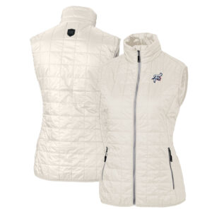 Women's Cutter & Buck Oatmeal Reading Fightin Phils Rainier PrimaLoft Eco Insulated Full-Zip Puffer Vest