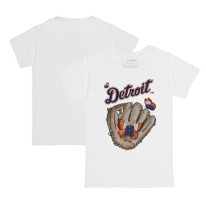 Toddler Tiny Turnip White Detroit Tigers Butterfly Glove T-Shirt