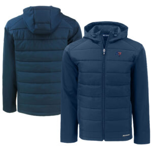 Men's Cutter & Buck Navy Tampa Bay Buccaneers Big & Tall Americana Evoke Hybrid Eco Softshell Recycled Full-Zip Hooded Jacket