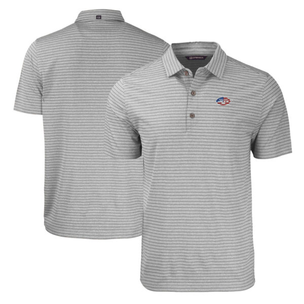 Men's Cutter & Buck Heather Gray New York Jets Big & Tall Americana Forge Eco Heather Stripe Stretch Recycled Polo - Image 5