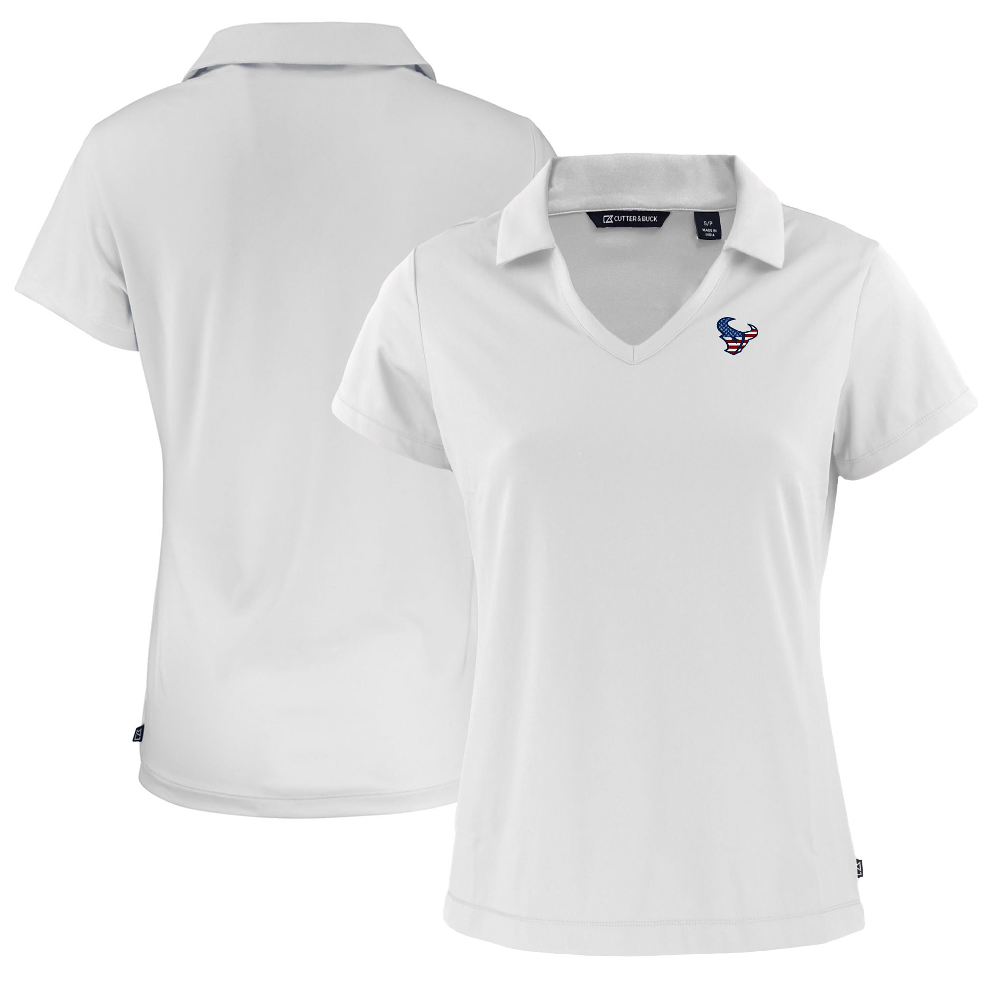 Women's Cutter & Buck White Houston Texans Daybreak Eco Recycled V-neck Polo