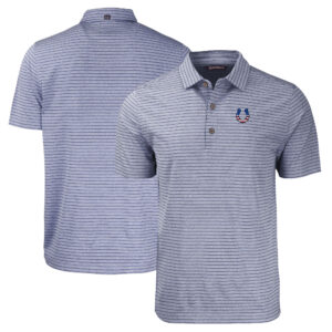 Men's Cutter & Buck Heather Navy Indianapolis Colts  Americana Forge Eco Heather Stripe Stretch Recycled Polo