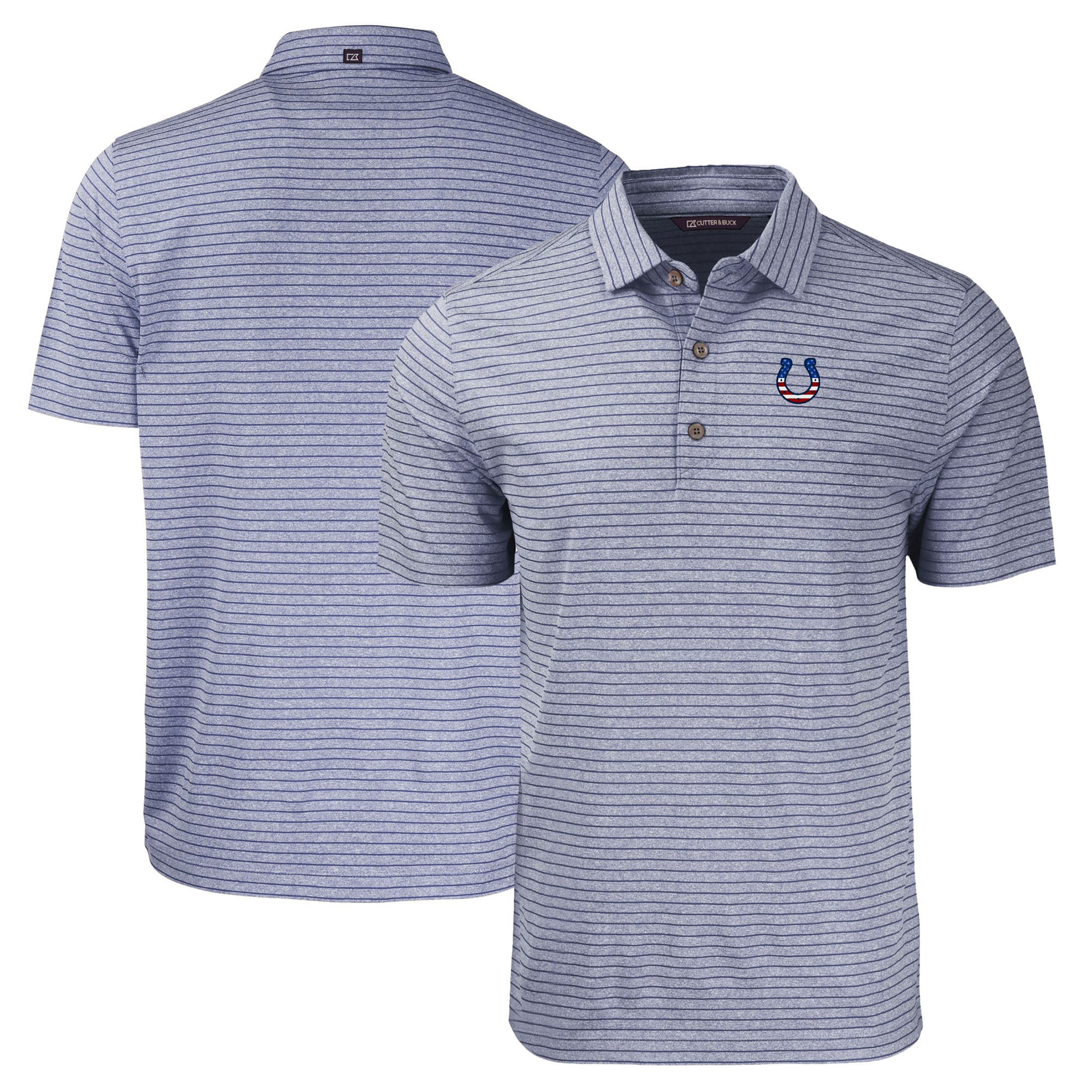 Men's Cutter & Buck Heather Navy Indianapolis Colts Americana Forge Eco Heather Stripe Stretch Recycled Polo