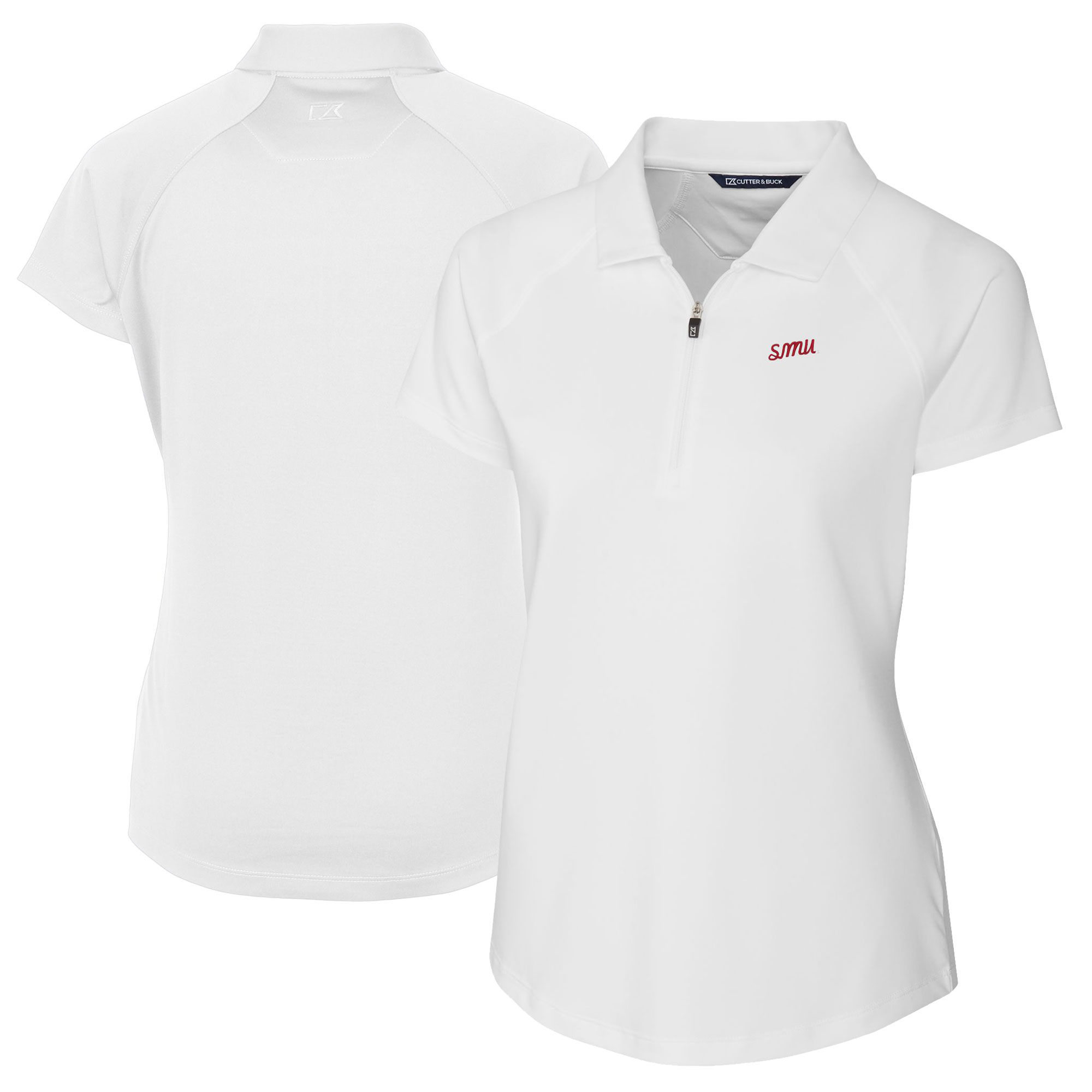 Women's Cutter & Buck White SMU Mustangs Vault DryTec Forge Stretch Polo