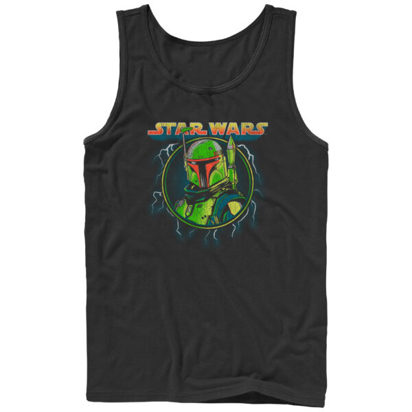 Men's Mad Engine Boba Fett Black The Mandalorian Lightning Portrait Graphic Tank Top