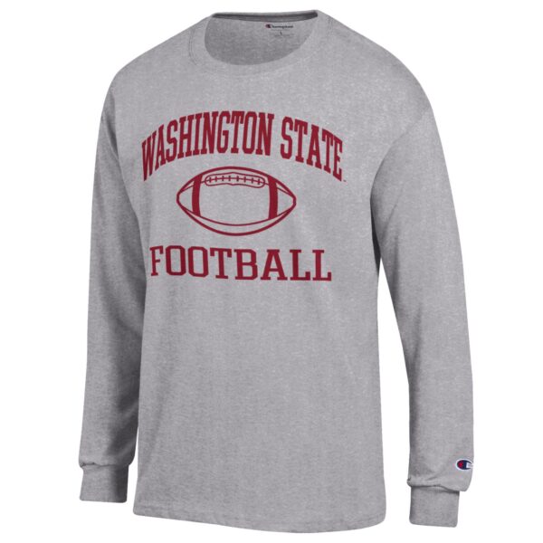 Men's Champion Heather Gray Washington State Cougars Football Icon Long Sleeve T-Shirt - Image 6