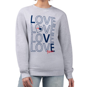 Women's G-III 4Her by Carl Banks  Heather Gray New England Patriots Lots of Love Graphic Fleece Pullover Sweatshirt