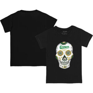 Toddler Tiny Turnip Black Oregon Ducks Sugar Skull  T-Shirt