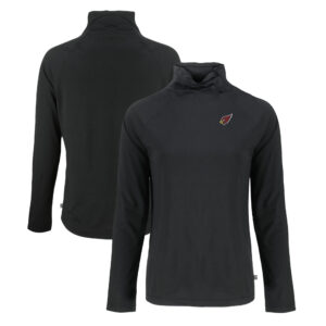 Women's Cutter & Buck Black Arizona Cardinals Coastline Epic Comfort Eco Recycled Funnel Neck Raglan Pullover Sweatshirt