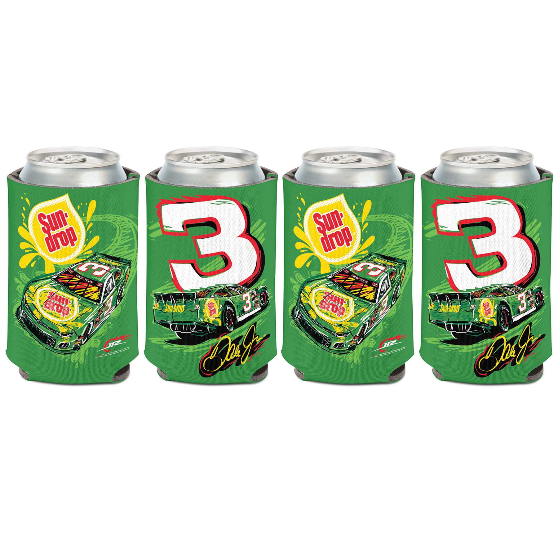 WinCraft Dale Earnhardt Jr. Sun Drop Four-Pack 12oz. Can Cooler Set - Image 5