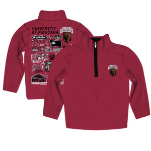Youth Vive La Fete Maroon  Montana Grizzlies Impressions Artwork Quarter-Zip Jacket