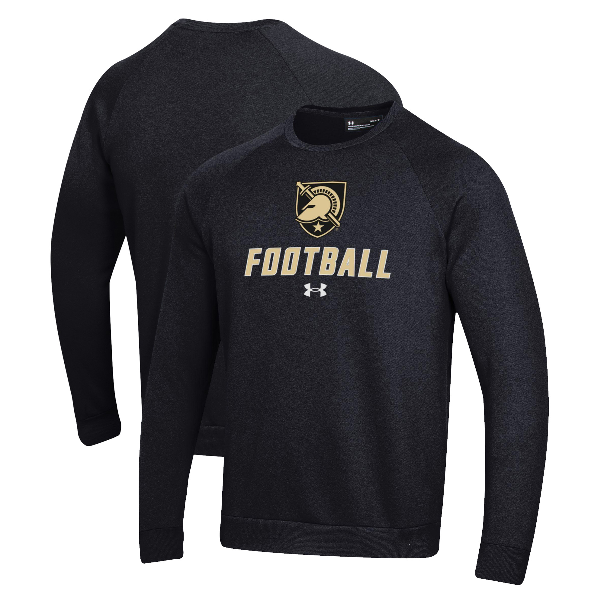Men's Under Armour Black Army Black Knights Football Rival Fleece Raglan Pullover Sweatshirt