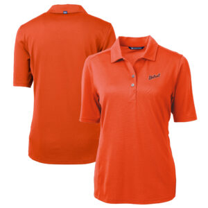 Women's Cutter & Buck  Orange Detroit Tigers DryTec Virtue Eco Pique Recycled Polo