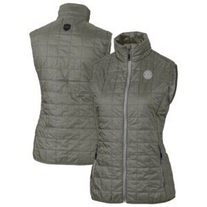 Women's Cutter & Buck Charcoal Seattle Mariners Rainier PrimaLoft Eco Insulated Full-Zip Puffer Vest