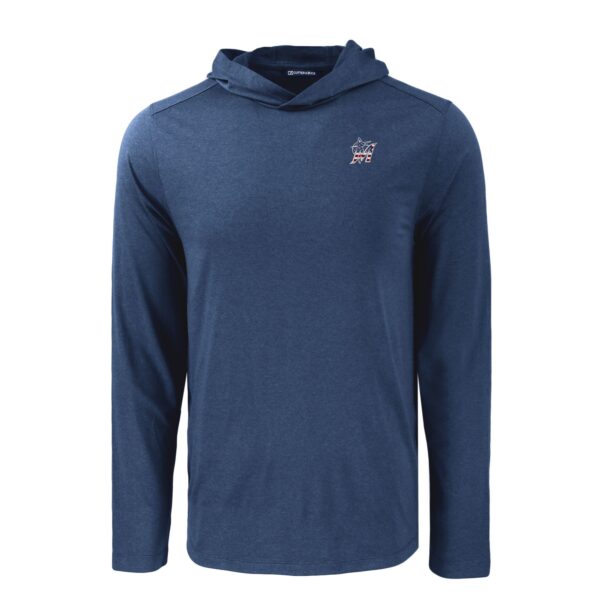 Men's Cutter & Buck Navy Miami Marlins Coastline Epic Comfort Recycled Eco Hoodie Long Sleeve T-Shirt - Image 6